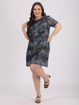 Curvy Lane - Plus Size Sequined A-Line Party Dress