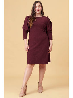 Curvy Lane - Plus Size Evening Party Wear Shimmering Maroon Sheath Dress