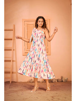 Curvy Lane - Plus Size Floral Printed Shoulder Strap Summer Maxi Dress