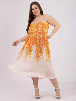 Curvy Lane - Plus Size Fit and Flare Floral Print Straight Dress (Set of 2)