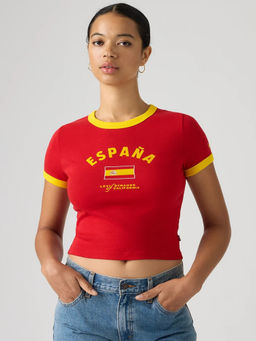 Levi's - Women Red Typography Cotton T-Shirt