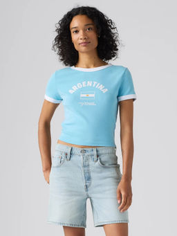 Levi's - Women Blue Typography Cotton T-Shirt