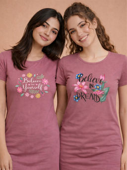 Vero Amore - Women Multi-Color Floral Cotton Blend T-Shirt (Pack of 2)