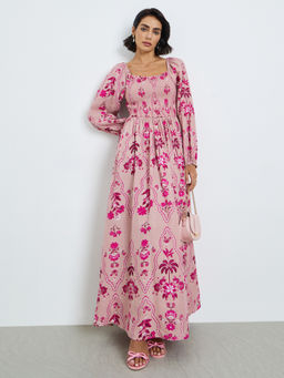 Styli - Women Pink Floral Rayon Dress