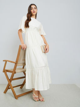 Styli - Women Off White Embellished/Sequined Synthetic Dress