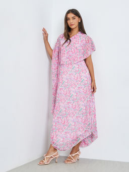 Styli - Women Pink Printed Polyester Dress