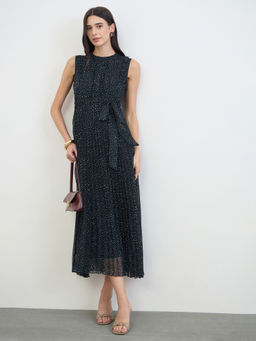 Styli - Women Black Printed Polyester Dress
