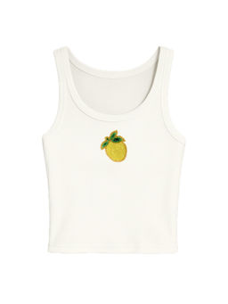 PAST MODERN - Women White Embroidered Cotton Tank