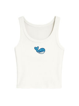 PAST MODERN - Women White Embroidered Cotton Tank