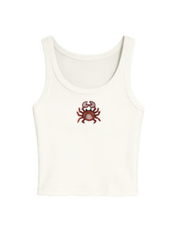 PAST MODERN - Women White Embroidered Cotton Tank