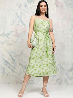 TOKYO TALKIES - Women Green Printed Polyester Dress