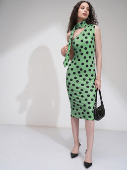 TOKYO TALKIES - Women Green Polka Dots Polyester Blend Dress