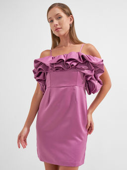 TOKYO TALKIES - Women Purple Solid/Plain Polyester Dress