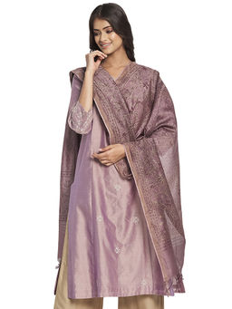 Fabindia - Lavender Hand Block Print Cotton Silk Dupatta