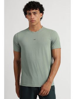 Reebok - Men Green Textured T-Shirt