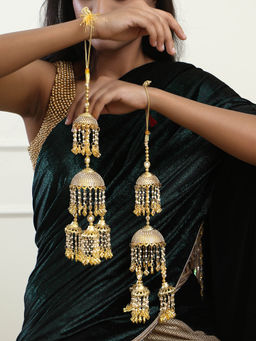 Adwitiya - Gold Plated Handcrafted Pearls Heavy Bridal Layered Kaleeras