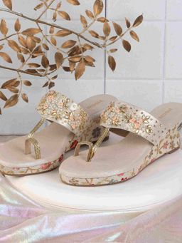 Mochi - Women Gold Wedge Heels