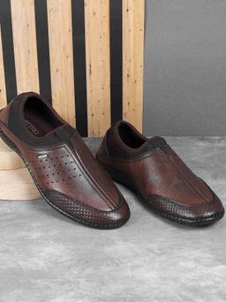 Metro - Men Brown Slip On Loafers