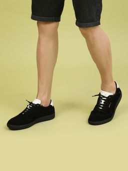 Yoho - Infinity Men’S Versatile Premium Suede Comfortable Slip On Black Sneakers