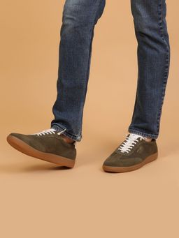 Yoho - Infinity Men’S Versatile Premium Suede Comfortable Slip On Olive Sneakers