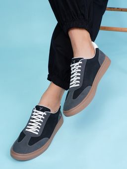 Yoho - Stitch Men’S Premium Suede Cushioned Slip On Black Sneakers