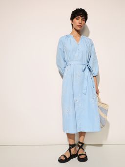 ONLY - Womens Fit and Flare Blue Belt with Dress