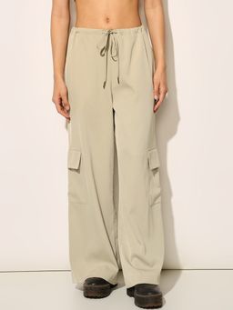 ONLY - Women Regular Fit High-Rise Beige Cargo Pants