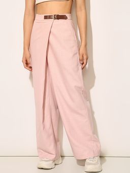 ONLY - Women Regular Fit High-Rise Pink Belt with Pants