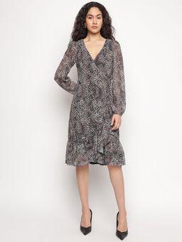 Guess - Multicolor Animal Print V-Neck A-Line Dress