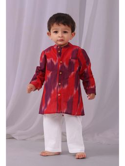 Tjori - Red Ikat Printed Kurta