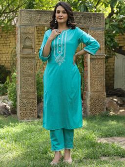 Readiprint - Cotton Fabric Sea Green Color Kurta and Pant (Set of 2)