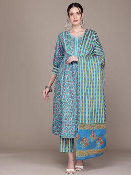 Readiprint - Cotton Blue Kurta and Pant with Dupatta (Set of 3)