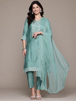 Readiprint - Viscose Sea Green Kurta and Pant with Dupatta (Set of 3)
