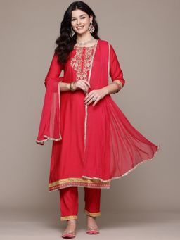 Readiprint - Viscose Fabric Red Kurta and Pant with Dupatta (Set of 3)