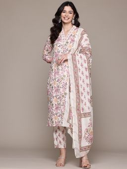 Readiprint - Cotton Fabric Pink Printed Kurta and Pant with Dupatta (Set of 3)
