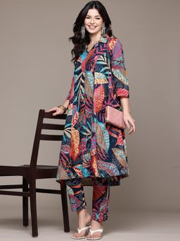 Readiprint - A-Line Style Cotton Fabric Navy Blue Color Kurta and Pant (Set of 2)