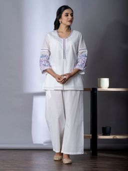 Readiprint - A-Line Style Cotton White Color Co-Ord (Set of 2)