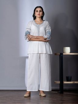 Readiprint - A-Line Style Cotton White Color Co-Ord (Set of 2)
