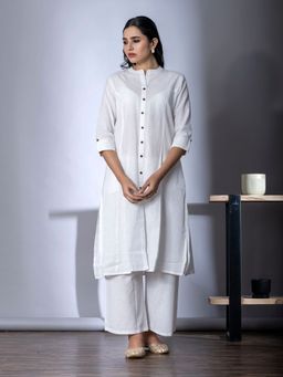 Readiprint - A-Line Style Cotton Flex White Kurta and Palazzo (Set of 2)