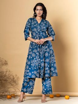 Readiprint - A-Line Style Cotton Fabric Blue Color Kurta and Pant (Set of 2)