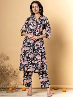Readiprint - A-Line Style Cotton Fabric Black Color Kurta and Pant (Set of 2)