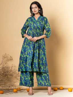 Readiprint - A-Line Style Cotton Fabric Blue Color Kurta and Palazzo (Set of 2)