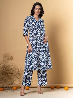 Readiprint - A-Line Style Cotton Blue Printed Kurta and Pant (Set of 2)