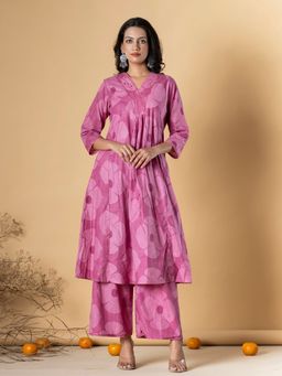 Readiprint - A-Line Style Cotton Fabric Pink Kurta and Palazzo (Set of 2)