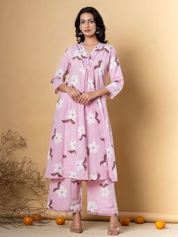 Readiprint - A-Line Style Cotton Fabric Light Pink Kurta and Palazzo (Set of 2)