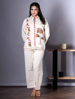 Readiprint - Shirt Style Cotton Flex Off White Color Co-Ord (Set of 2)