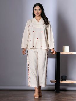 Readiprint - Cotton Flex Off White Color Co-Ord (Set of 2)