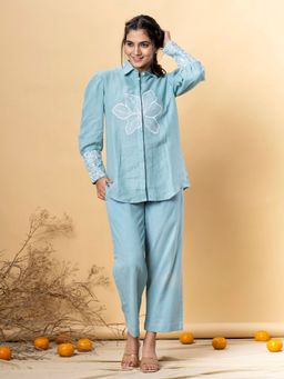 Readiprint - Shirt Style Cotton Flex Blue Color Co-Ord (Set of 2)