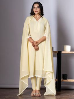 Readiprint - Cotton Yellow Kurta and Pant with Dupatta (Set of 3)