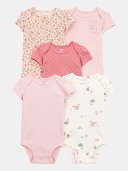 Carter's - Baby Girl Multi-Color Floral Bunny Cotton Onesies (Pack of 5)